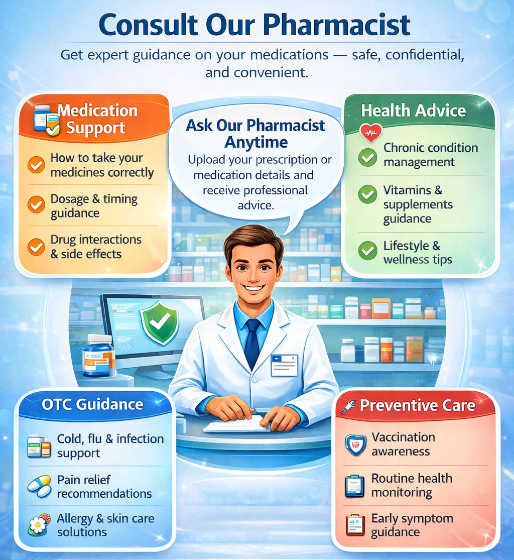 Pharmacist offering health and medication advice