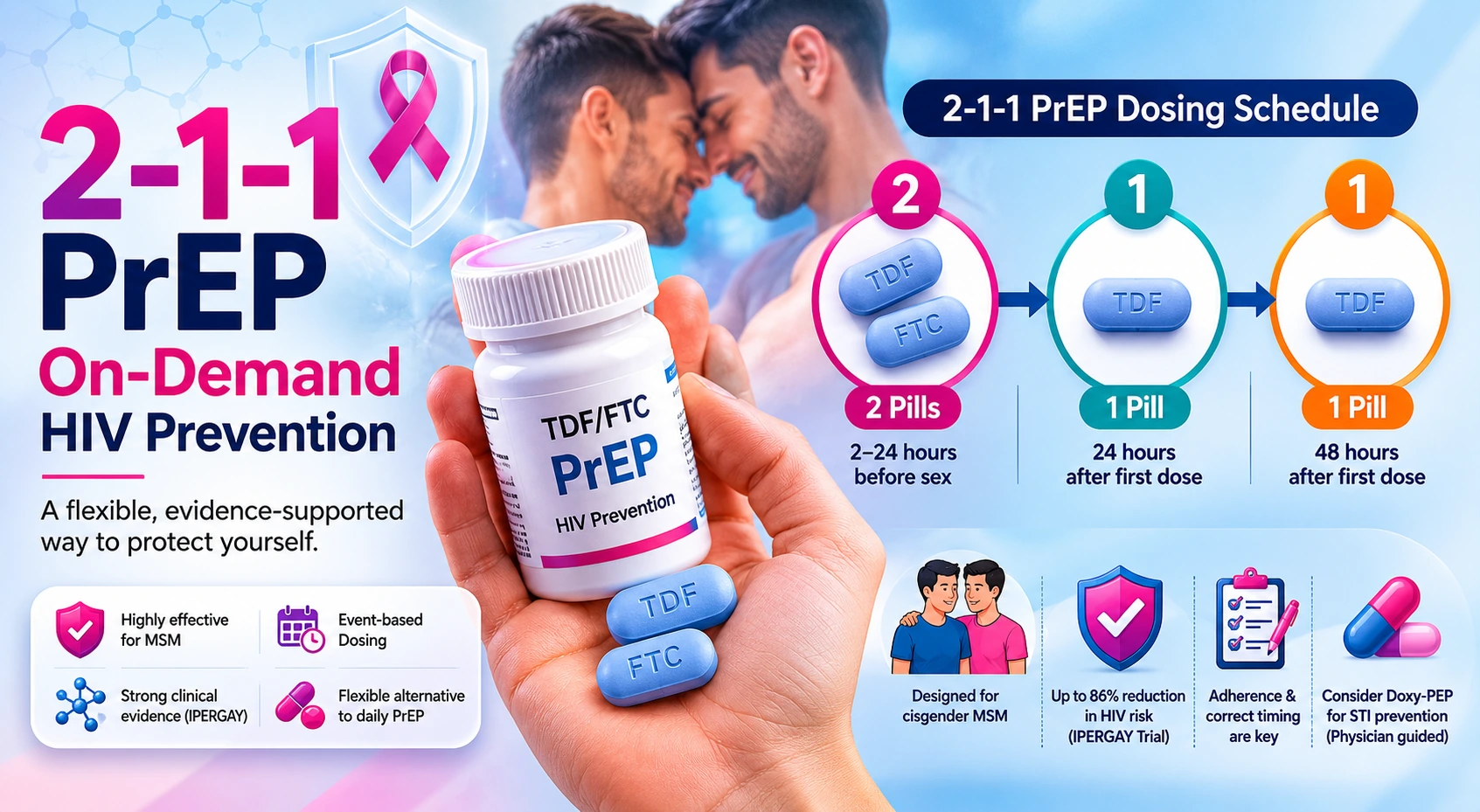 2-1-1 PrEP Explained – On-Demand HIV Prevention Dosing & Effectiveness