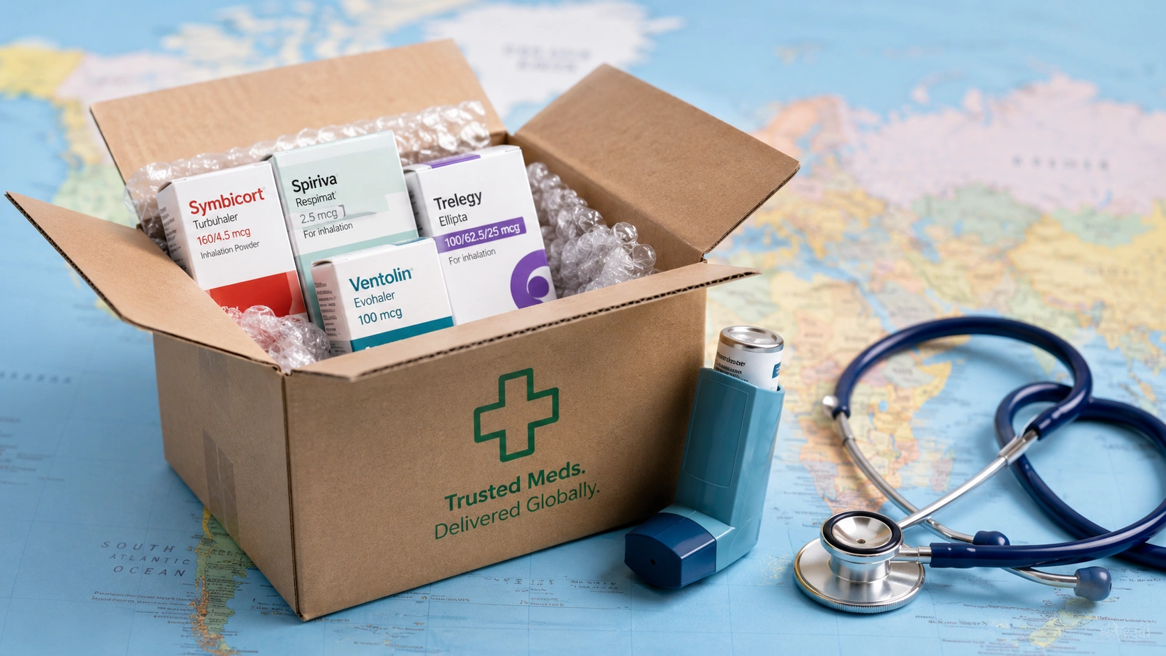 Global shipping of specialized respiratory medicines