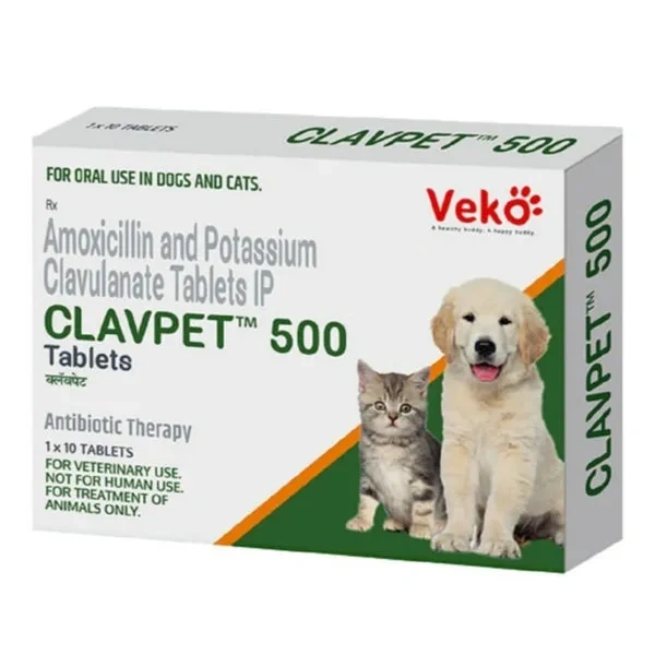 Veko Clavpet 500mg Tablet (Amoxicillin & Potassium Clavulanate) Dogs & Cats