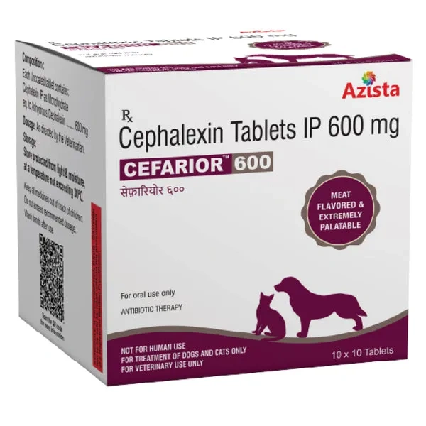 Cefarior_600mg_Tablet_600x (1) Azista Cefarior 600mg Tablets (Cephalexin) for Dogs & Cats