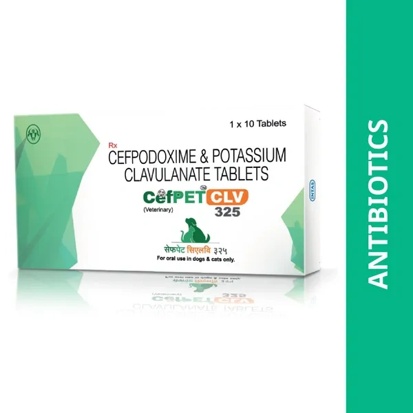 Intas Cefpet CLV 325mg Tablets (Cefpodoxime & Potassium Clavulanate) for Dogs and Cats