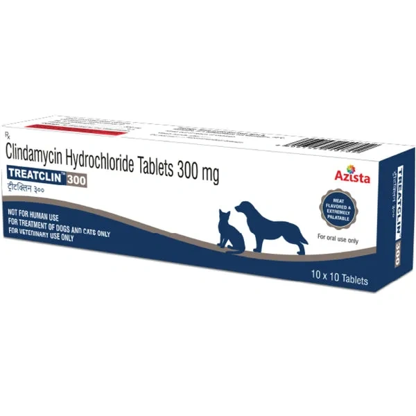 Treatclin_300mg_tablet_600x (1) Azista Treatclin 300mg Tablets (Clindamycin) for Dogs & Cats