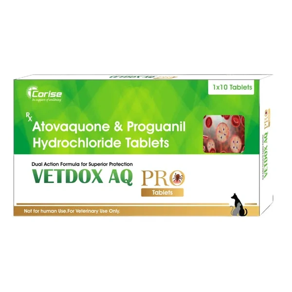 VETDOX-AQ_PRO_TAB_10_S_600x (1) Corise Vetdox AQ Pro Tablet (Atovaquone & Proguanil Hydrochloride) for Dogs and Cats