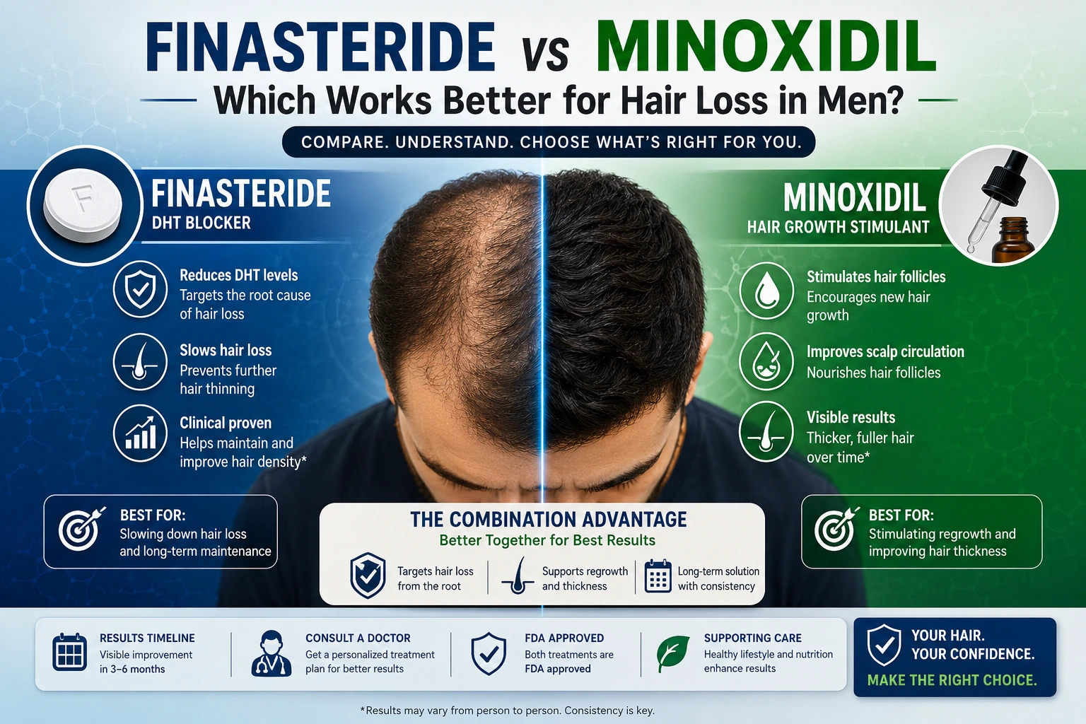 Finasteride vs Minoxidil Clinical Guide – Hair Loss Treatment Comparison for Men